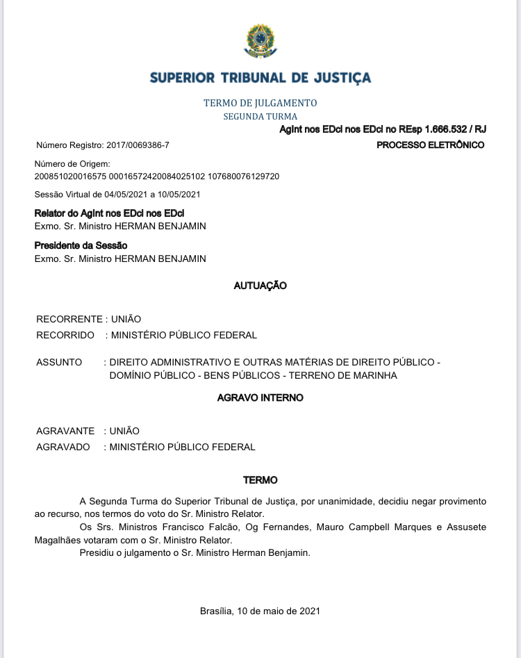 Publicada hoje a decisão do STJ contra a cobrança de Foro e Laudêmio